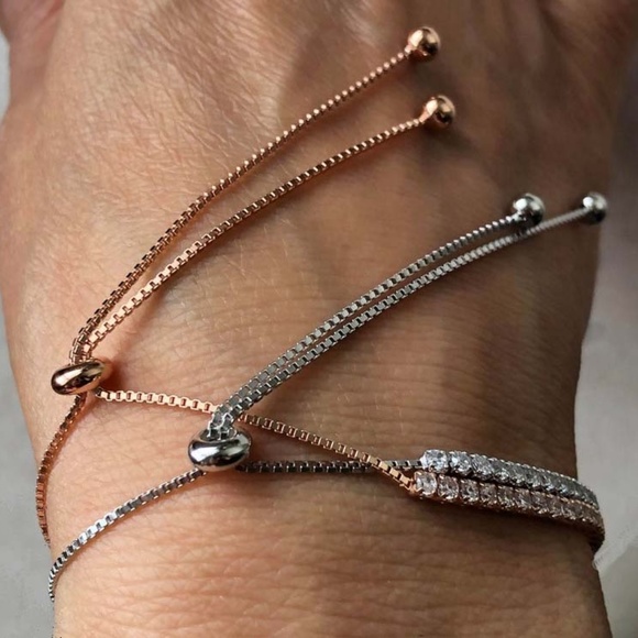 Adjustable Cubic Zirconia Slide Bracelet or Anklet - Picture 4 of 5
